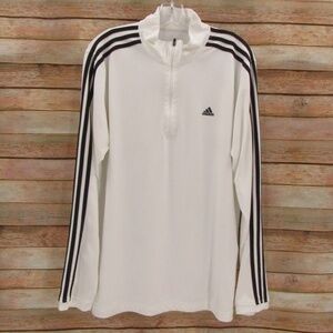 Adidas White 1/4 Zip Mock Neck Pullover Jacket